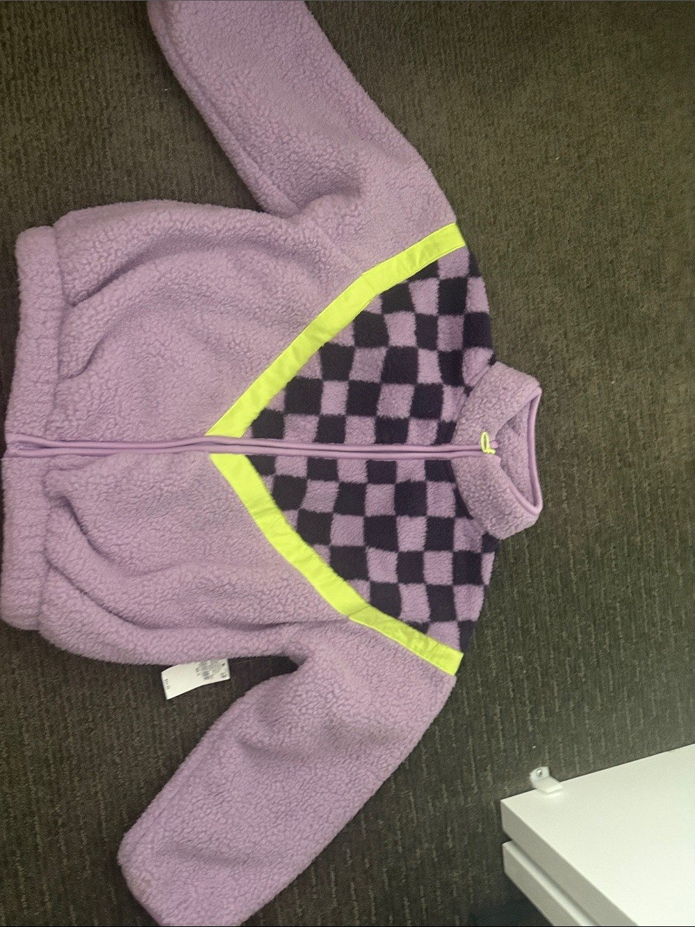 Old Navy Lavender Sherpa Zip Jacket with Neon Trim